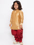 VASTRAMAY Boys' Gold Cotton Silk Kurta and Dhoti Pant Set